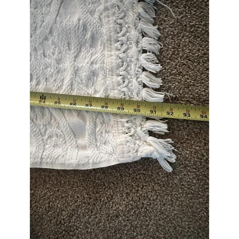 Vintage Cannon‎ Matelasse Bedspread White Medallions Floral Fringe Full